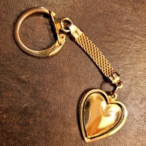 Vintage Gold Mesh Chain Heart KeyRing KeyFob Chain